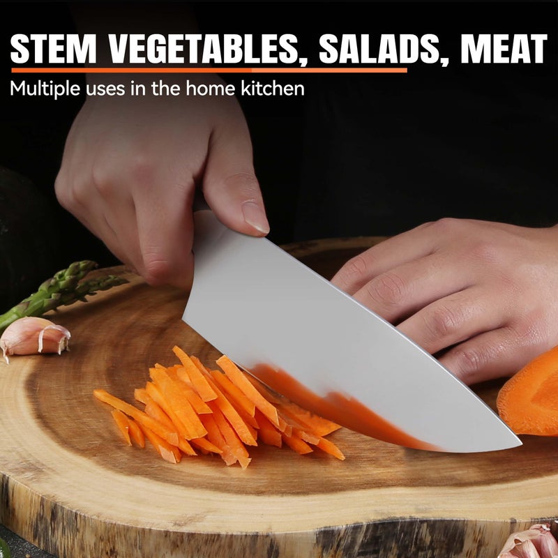 TUO سكين توو روكر، 7 بوصة سكين طاهٍ لفرم السلطة للأعشاب والتقطيع الخضار، سكين خضار من الفولاذ الكربوني العالي مع مقبض مريح - سلسلة فينيق الناري - Image 5